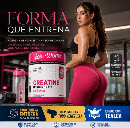 Creatina Monohidratada para Mujeres Old School Labs (240g) – Con Colágeno y BCA